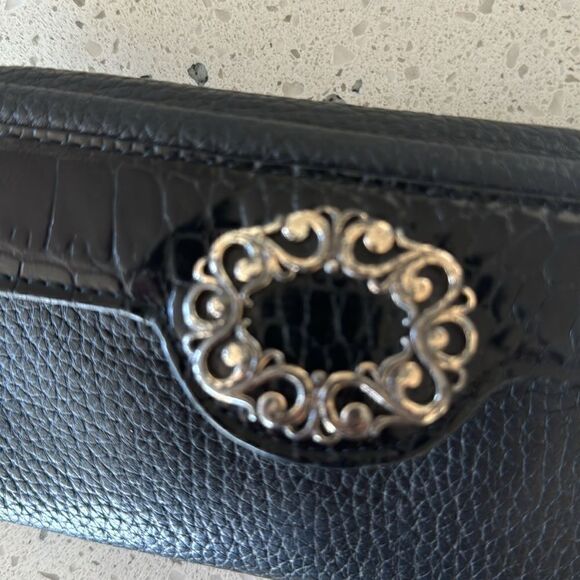 Brighton Small Black Pebbled Leather Croc Crossbody Wallet Detachable Strap EUC - Picture 12 of 12